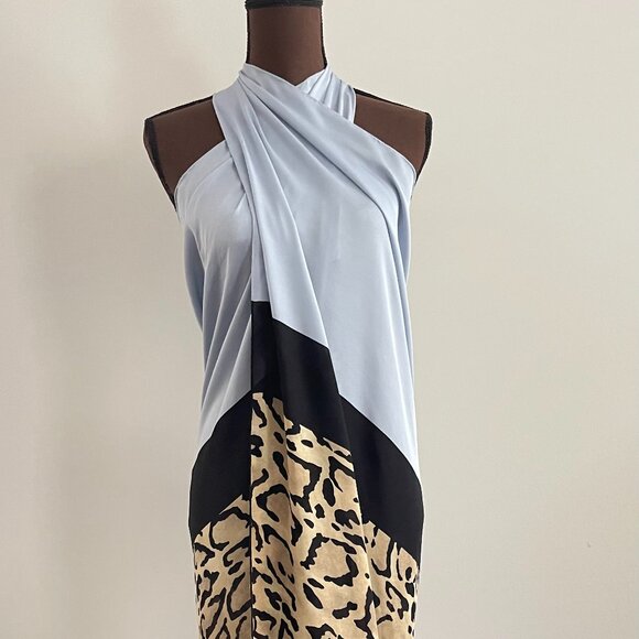 New Gucci Oversize Shawl Leopard Print Silk Blue Wrap Scarf - Picture 2 of 16